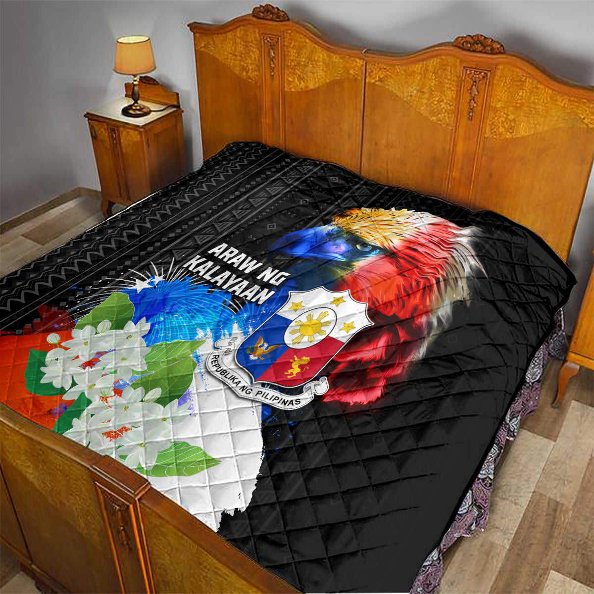 Philippines Independence Day Quilt Philippines Eagle and Sampaguita Jasmine Yakan Tribal LT03 - Polynesian Pride