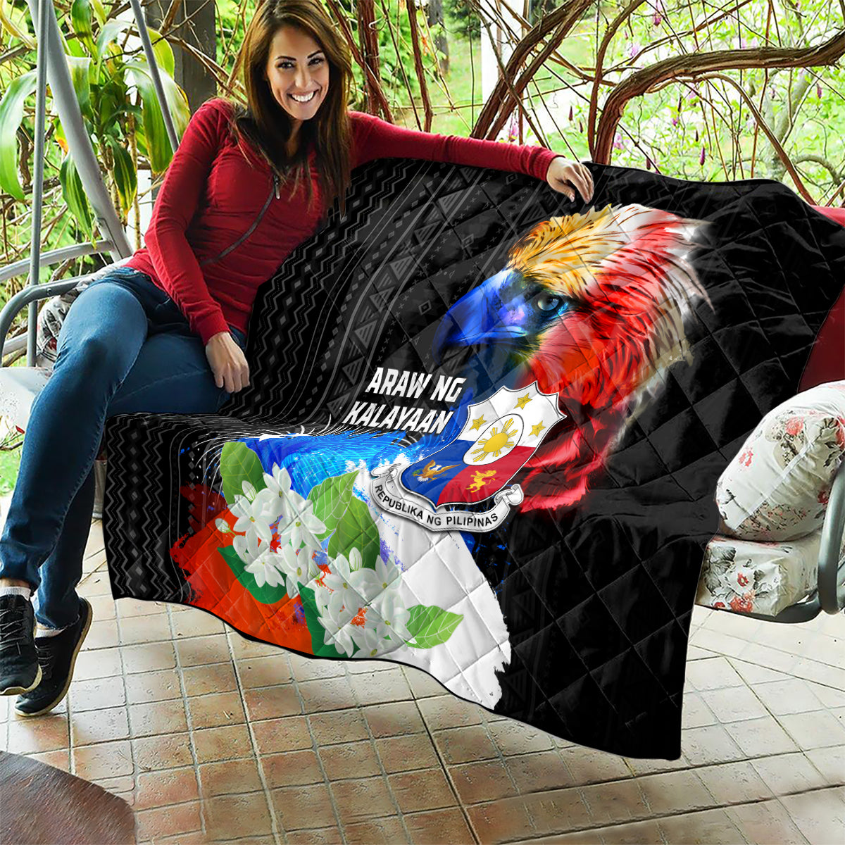 Philippines Independence Day Quilt Philippines Eagle and Sampaguita Jasmine Yakan Tribal LT03 - Polynesian Pride