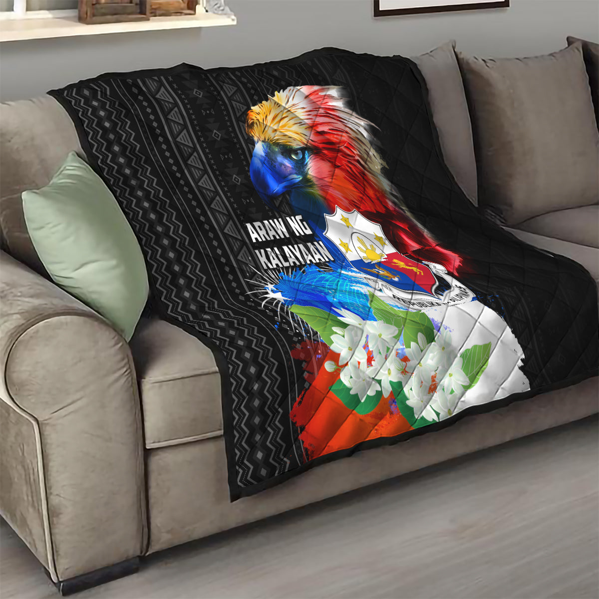 Philippines Independence Day Quilt Philippines Eagle and Sampaguita Jasmine Yakan Tribal LT03 - Polynesian Pride