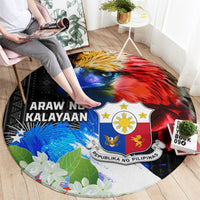 Philippines Independence Day Round Carpet Philippines Eagle and Sampaguita Jasmine Yakan Tribal LT03 - Polynesian Pride