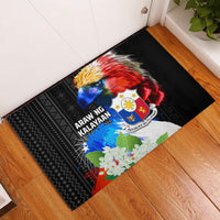 Philippines Independence Day Rubber Doormat Philippines Eagle and Sampaguita Jasmine Yakan Tribal LT03 Black - Polynesian Pride