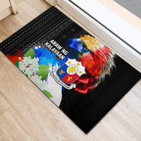 Philippines Independence Day Rubber Doormat Philippines Eagle and Sampaguita Jasmine Yakan Tribal LT03 - Polynesian Pride