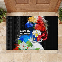 Philippines Independence Day Rubber Doormat Philippines Eagle and Sampaguita Jasmine Yakan Tribal LT03 - Polynesian Pride