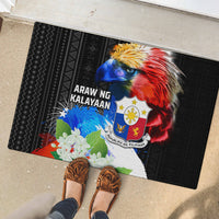 Philippines Independence Day Rubber Doormat Philippines Eagle and Sampaguita Jasmine Yakan Tribal LT03 - Polynesian Pride