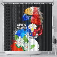 Philippines Independence Day Shower Curtain Philippines Eagle and Sampaguita Jasmine Yakan Tribal LT03 - Polynesian Pride