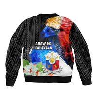 Philippines Independence Day Sleeve Zip Bomber Jacket Philippines Eagle and Sampaguita Jasmine Yakan Tribal LT03 - Polynesian Pride