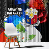 Philippines Independence Day Window Curtain Philippines Eagle and Sampaguita Jasmine Yakan Tribal LT03 - Polynesian Pride