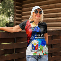 Philippines Independence Day Women Polo Shirt Philippines Eagle and Sampaguita Jasmine Yakan Tribal LT03 - Polynesian Pride