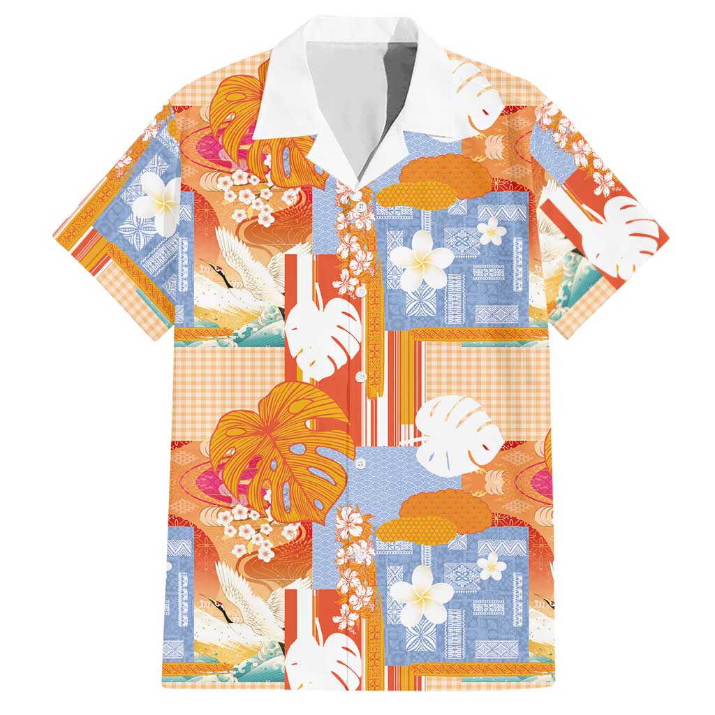 Hawaiian and Japanese Culture Together Hawaiian Shirt Palaka Japanese Art and Tropical Motif Tribal Patchwork LT03 Multicolor - Polynesian Pride