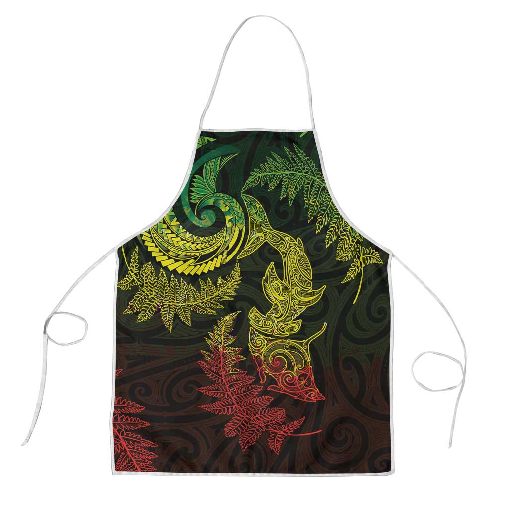 New Zealand Sea Animals with Maori Tribal Tattoo Apron Shark Manta Ray with Silver Fern Reggae LT03 Reggae - Polynesian Pride
