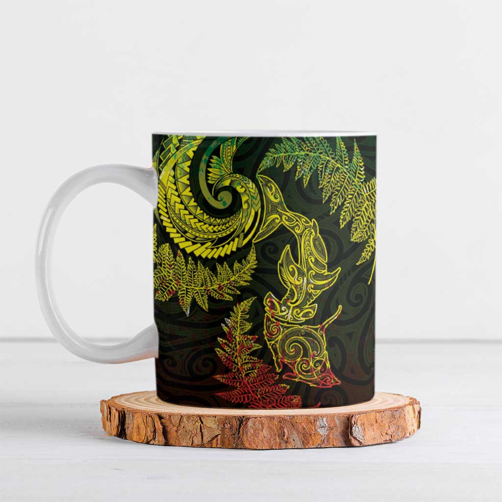 New Zealand Sea Animals with Maori Tribal Tattoo Ceramic Mug Shark Manta Ray with Silver Fern Reggae LT03 Reggae - Polynesian Pride