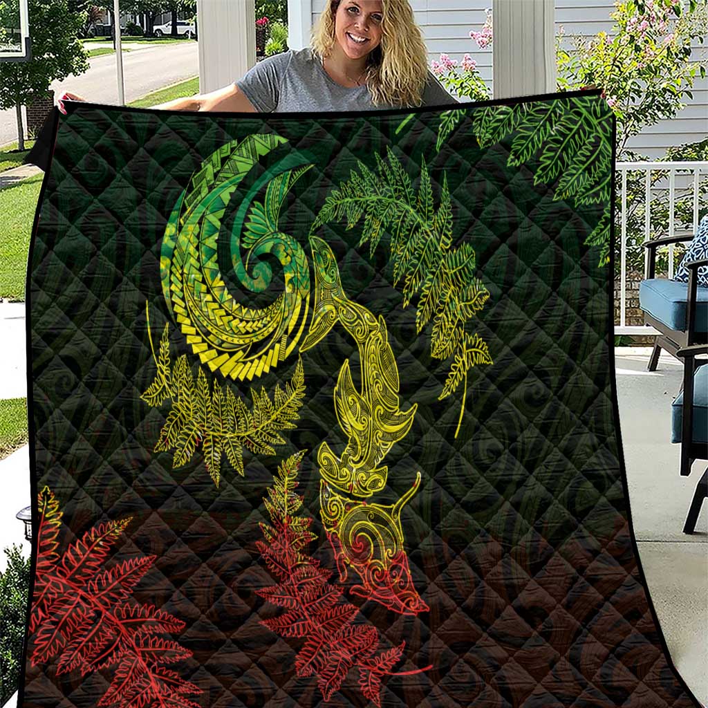 New Zealand Sea Animals with Maori Tribal Tattoo Quilt Shark Manta Ray with Silver Fern Reggae LT03 Reggae - Polynesian Pride