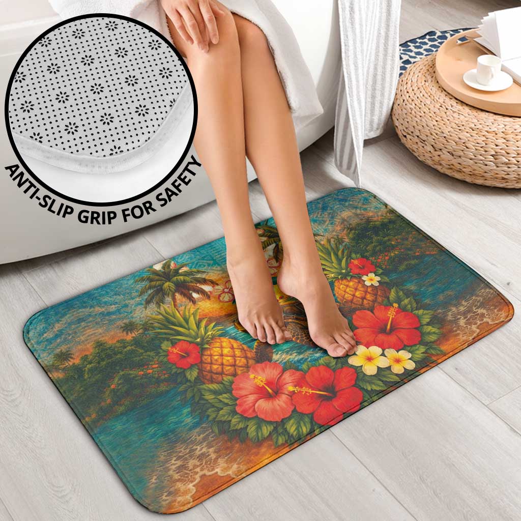 Hawaiian Turtles on Beach Bathroom Set with Pineapple Tropical Plant and Lei LT03 - Polynesian Pride