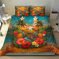 Hawaiian Turtles on Beach Bedding Set with Pineapple Tropical Plant and Lei LT03 - Polynesian Pride