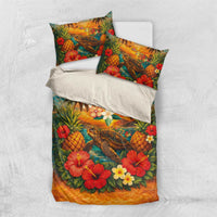 Hawaiian Turtles on Beach Bedding Set with Pineapple Tropical Plant and Lei LT03 US Twin 172cm x 218cm Multicolor - Polynesian Pride