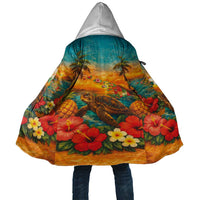 Hawaiian Turtles on Beach Cloak with Pineapple Tropical Plant and Lei LT03 Unisex Multicolor - Polynesian Pride