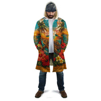 Hawaiian Turtles on Beach Cloak with Pineapple Tropical Plant and Lei LT03 - Polynesian Pride