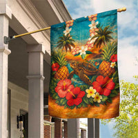 Hawaiian Turtles on Beach Garden Flag with Pineapple Tropical Plant and Lei LT03 House Flag Multicolor - Polynesian Pride