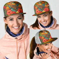 Hawaiian Turtles on Beach Mesh Trucker Cap with Pineapple Tropical Plant and Lei LT03 - Polynesian Pride