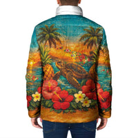 Hawaiian Turtles on Beach Padded Jacket with Pineapple Tropical Plant and Lei LT03 - Polynesian Pride