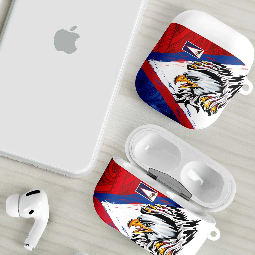 American Samoa Flag Day AirPods Case Polynesian Art Geometric with Flag Brush Style LT03 - Polynesian Pride