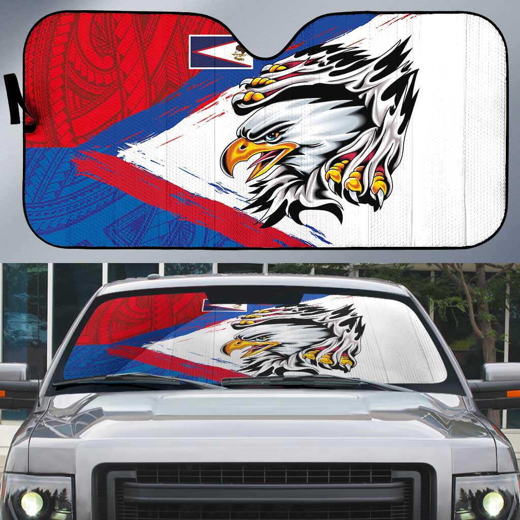 American Samoa Flag Day Auto Sun Shade Polynesian Art Geometric with Flag Brush Style LT03 Multicolor - Polynesian Pride