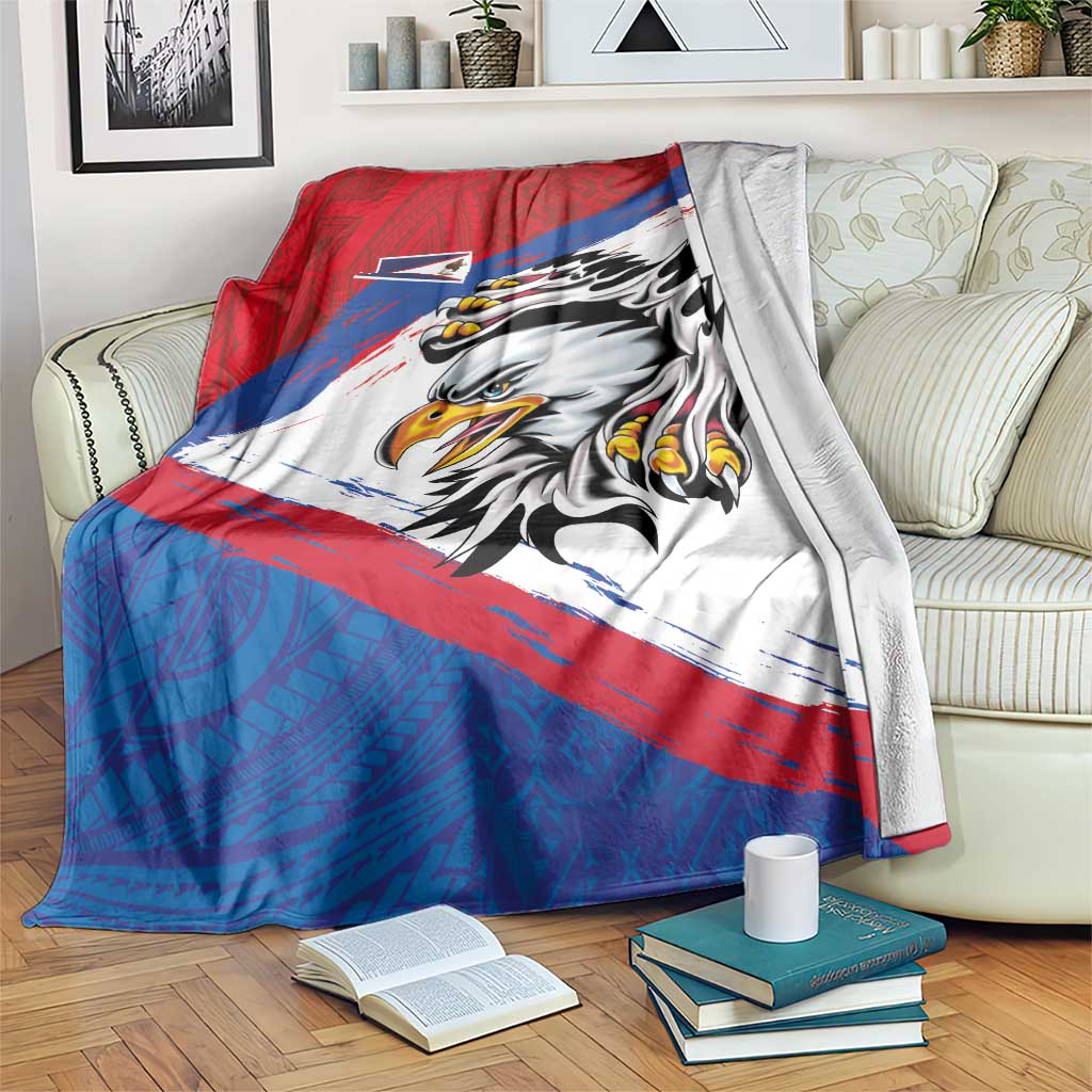American Samoa Flag Day Blanket Polynesian Art Geometric with Flag Brush Style LT03 Multicolor - Polynesian Pride