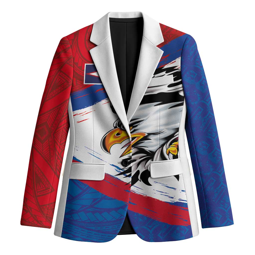 American Samoa Flag Day Blazer Polynesian Art Geometric with Flag Brush Style LT03 Unisex Multicolor - Polynesian Pride