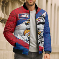 American Samoa Flag Day Bomber Puffer Jacket Polynesian Art Geometric with Flag Brush Style LT03 - Polynesian Pride