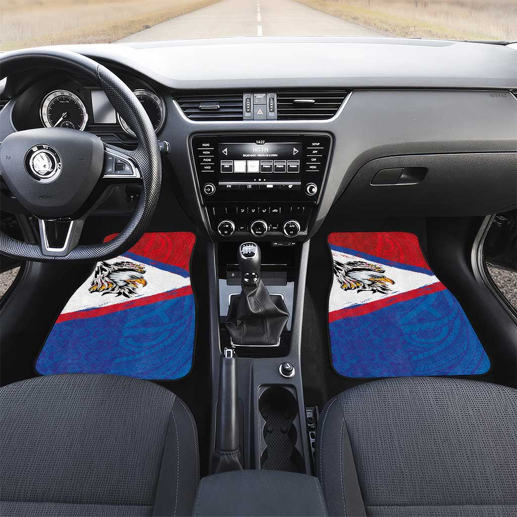 American Samoa Flag Day Car Mats Polynesian Art Geometric with Flag Brush Style LT03 Set 2pcs - Front Multicolor - Polynesian Pride