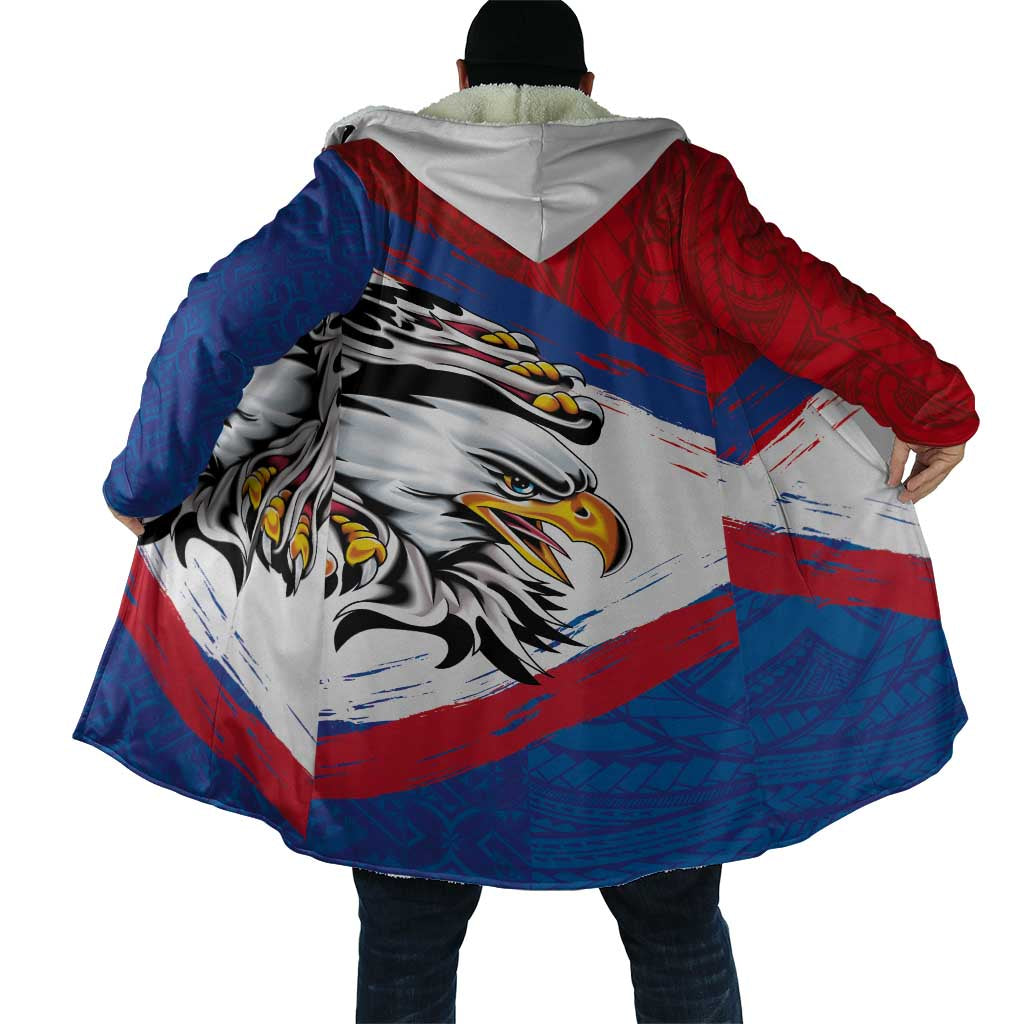 American Samoa Flag Day Cloak Polynesian Art Geometric with Flag Brush Style LT03 - Polynesian Pride
