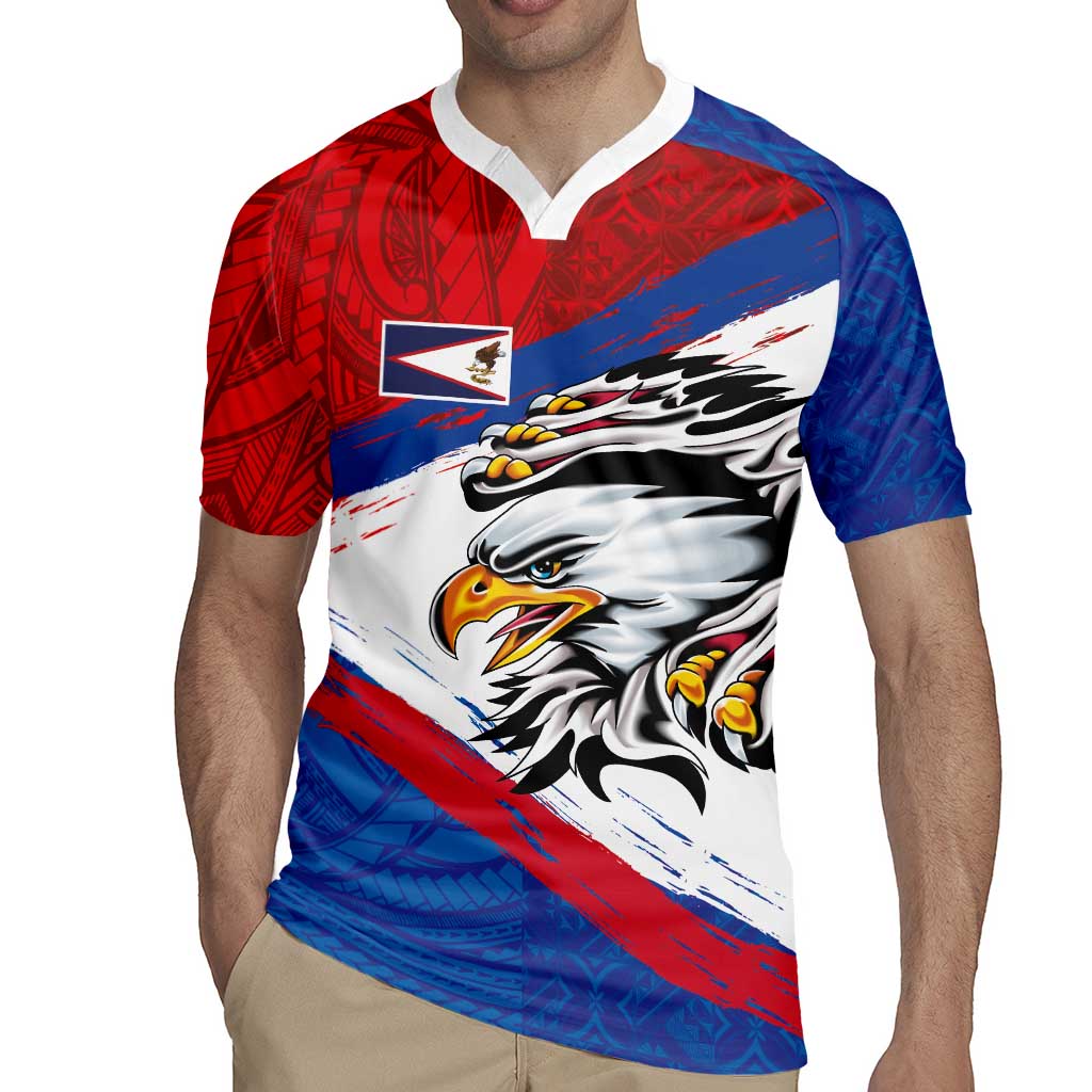 American Samoa Flag Day Rugby Jersey Polynesian Art Geometric with Flag Brush Style LT03 - Polynesian Pride