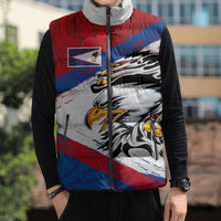 American Samoa Flag Day Sleeveless Puffer Jacket Polynesian Art Geometric with Flag Brush Style LT03 - Polynesian Pride