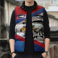 American Samoa Flag Day Sleeveless Puffer Jacket Polynesian Art Geometric with Flag Brush Style LT03 - Polynesian Pride