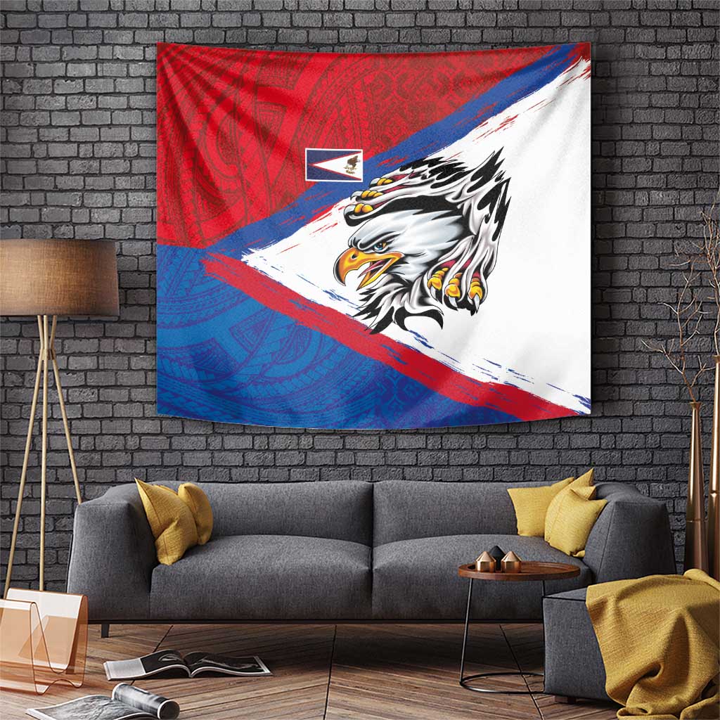American Samoa Flag Day Tapestry Polynesian Art Geometric with Flag Brush Style LT03 Multicolor - Polynesian Pride