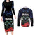 New Zealand Maori Matariki Couples Matching Long Sleeve Bodycon Dress and Long Sleeve Button Shirt Hongi Tui Bird Pohutukawa and Polynesia Tribal