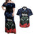 New Zealand Maori Matariki Couples Matching Off Shoulder Maxi Dress and Hawaiian Shirt Hongi Tui Bird Pohutukawa and Polynesia Tribal