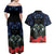 New Zealand Maori Matariki Couples Matching Off Shoulder Maxi Dress and Hawaiian Shirt Hongi Tui Bird Pohutukawa and Polynesia Tribal