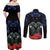 New Zealand Maori Matariki Couples Matching Off Shoulder Maxi Dress and Long Sleeve Button Shirt Hongi Tui Bird Pohutukawa and Polynesia Tribal