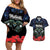 New Zealand Maori Matariki Couples Matching Off Shoulder Short Dress and Hawaiian Shirt Hongi Tui Bird Pohutukawa and Polynesia Tribal