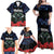 New Zealand Maori Matariki Family Matching Off Shoulder Maxi Dress and Hawaiian Shirt Hongi Tui Bird Pohutukawa and Polynesia Tribal