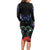 New Zealand Maori Matariki Long Sleeve Bodycon Dress Hongi Tui Bird Pohutukawa and Polynesia Tribal