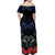 New Zealand Maori Matariki Off Shoulder Maxi Dress Hongi Tui Bird Pohutukawa and Polynesia Tribal