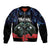 New Zealand Maori Matariki Sleeve Zip Bomber Jacket Hongi Tui Bird Pohutukawa and Polynesia Tribal