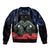 New Zealand Maori Matariki Sleeve Zip Bomber Jacket Hongi Tui Bird Pohutukawa and Polynesia Tribal