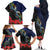 New Zealand Maori Hongi Culture Family Matching Off The Shoulder Long Sleeve Dress and Hawaiian Shirt Tui Bird Pohutukawa and Polynesian Pattern