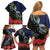 New Zealand Maori Hongi Culture Family Matching Off Shoulder Short Dress and Hawaiian Shirt Tui Bird Pohutukawa and Polynesian Pattern