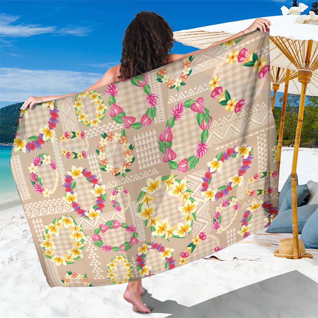 Hawaiian Kakau Tattoo Leis and Palaka Pattern Sarong Traditional Aloha Tribal Beige Color LT03 One Size 44 x 66 inches Beige - Polynesian Pride