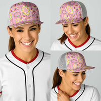 Hawaiian Leis Baseball Net Cap Kakau Tattoos and Palaka Pastel Pink Color LT03 - Polynesian Pride