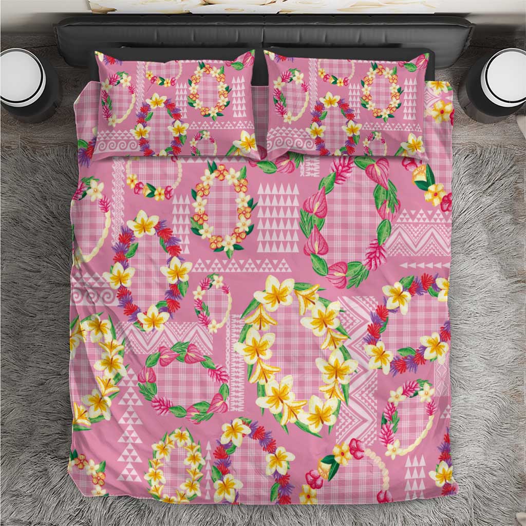 Hawaiian Leis Bedding Set Kakau Tattoos and Palaka Pastel Pink Color LT03 Pink - Polynesian Pride